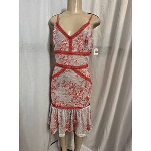 $180 Adelyn Rae Lace Inset Miran Fit Flare Orange  Dress Size S #1224